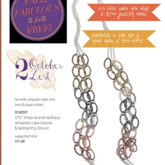 NWOT Premier Designs OCTOBER ZEST Multi-Strand Link Fall Vibes Necklace - Picture 5 of 9